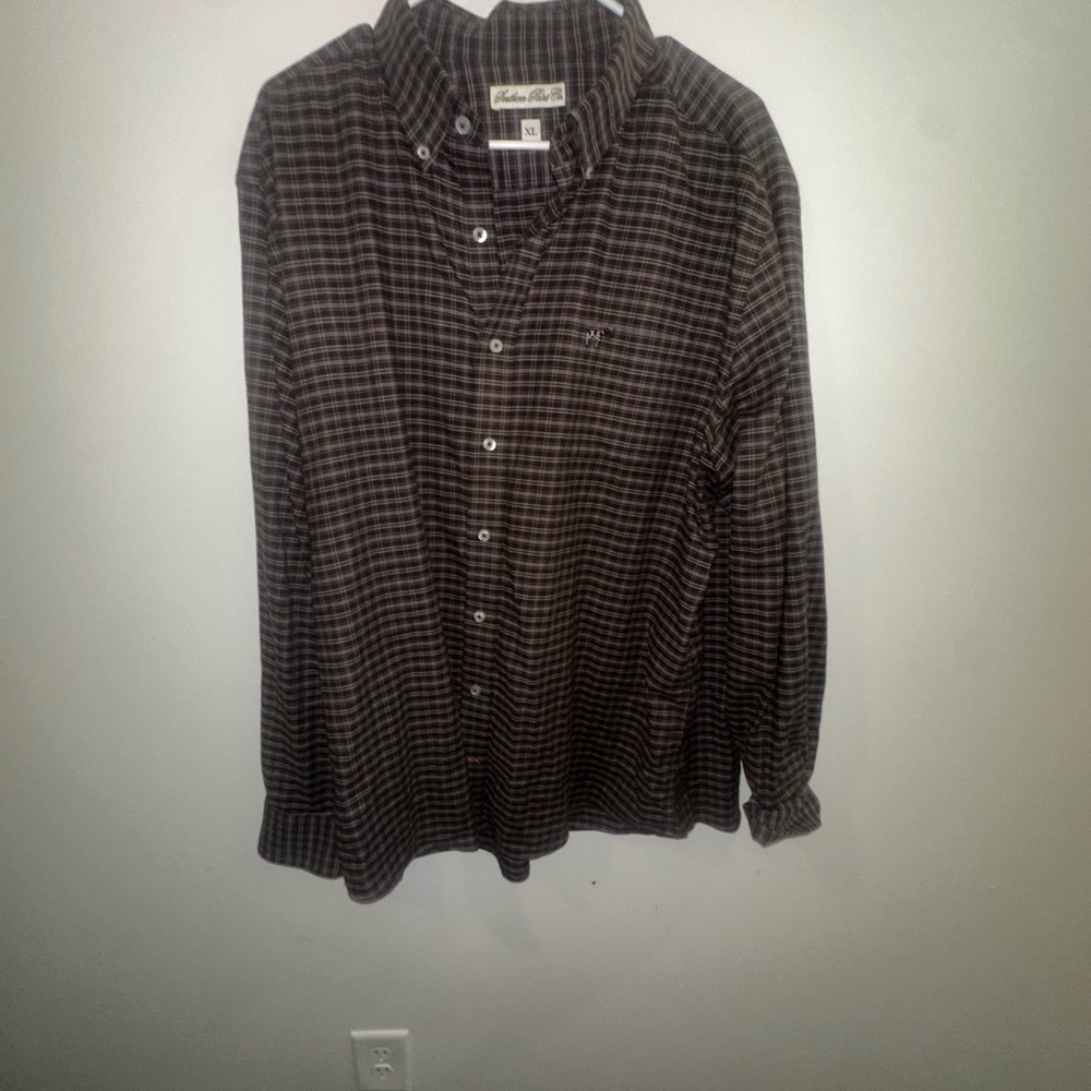 Southern Point xl Classic Men's Button-Down Shirt in Brown Plaid